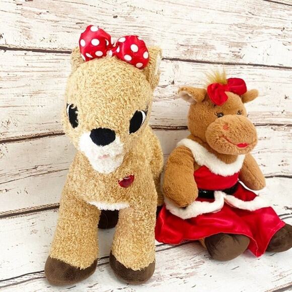 BUILD A BEAR Christmas Holiday Clarice Reindeer & Holly Moose Plush - Picture 2 of 12